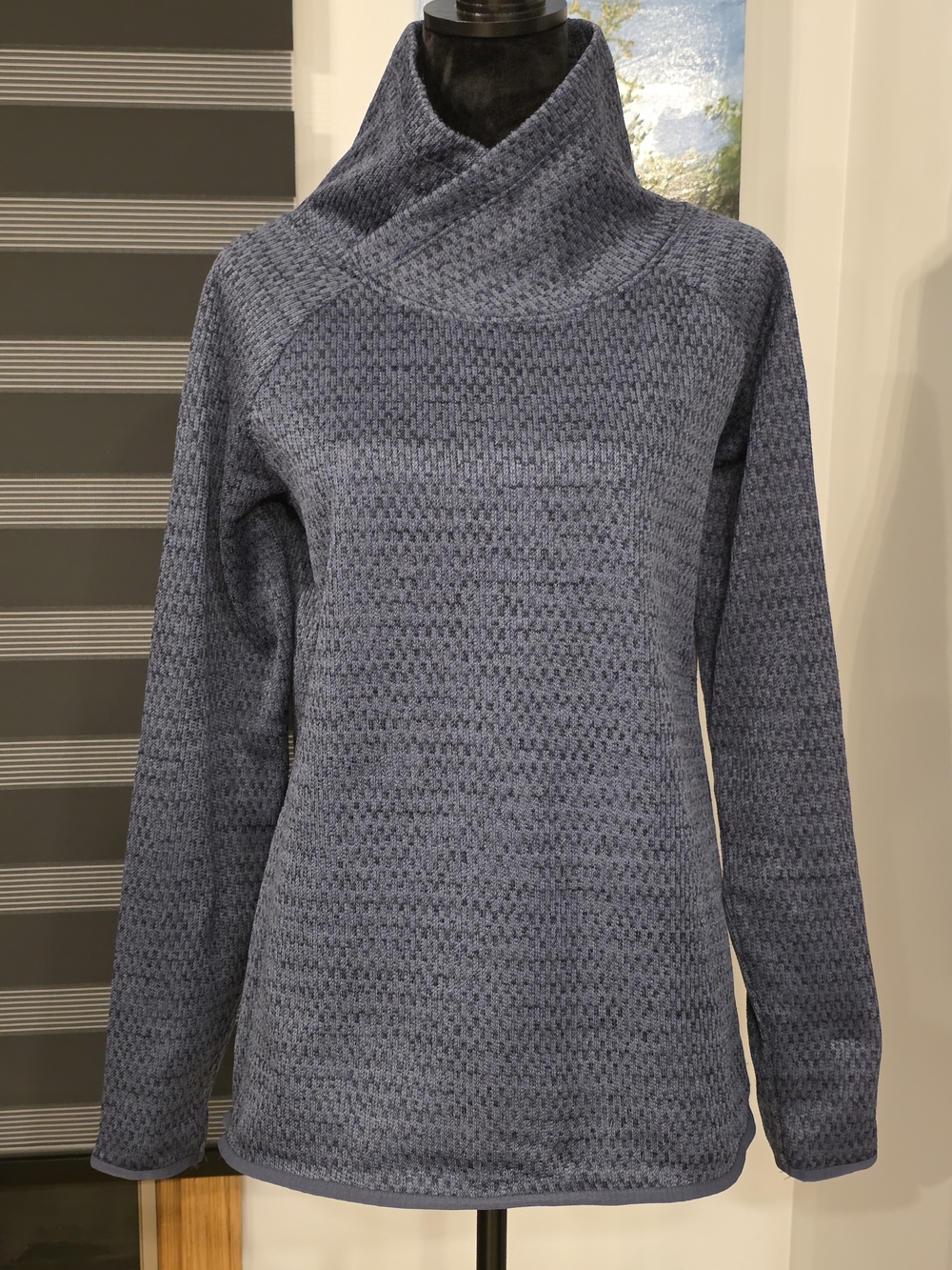 Columbia Blue Heather Cowl Neck Pullover-Marled Heather Blue, Size Large